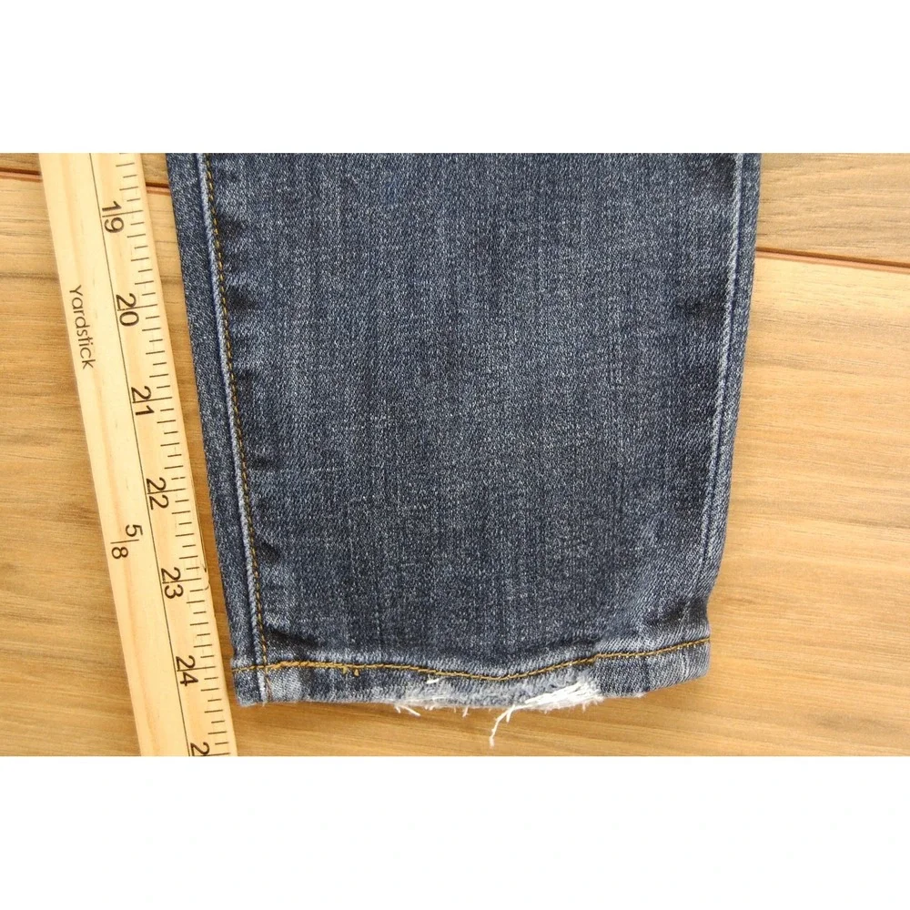 Frame‎ Le Garçon Crop Jeans Womens 25 Blue Distressed Denim Mid Rise Raw Hem USA